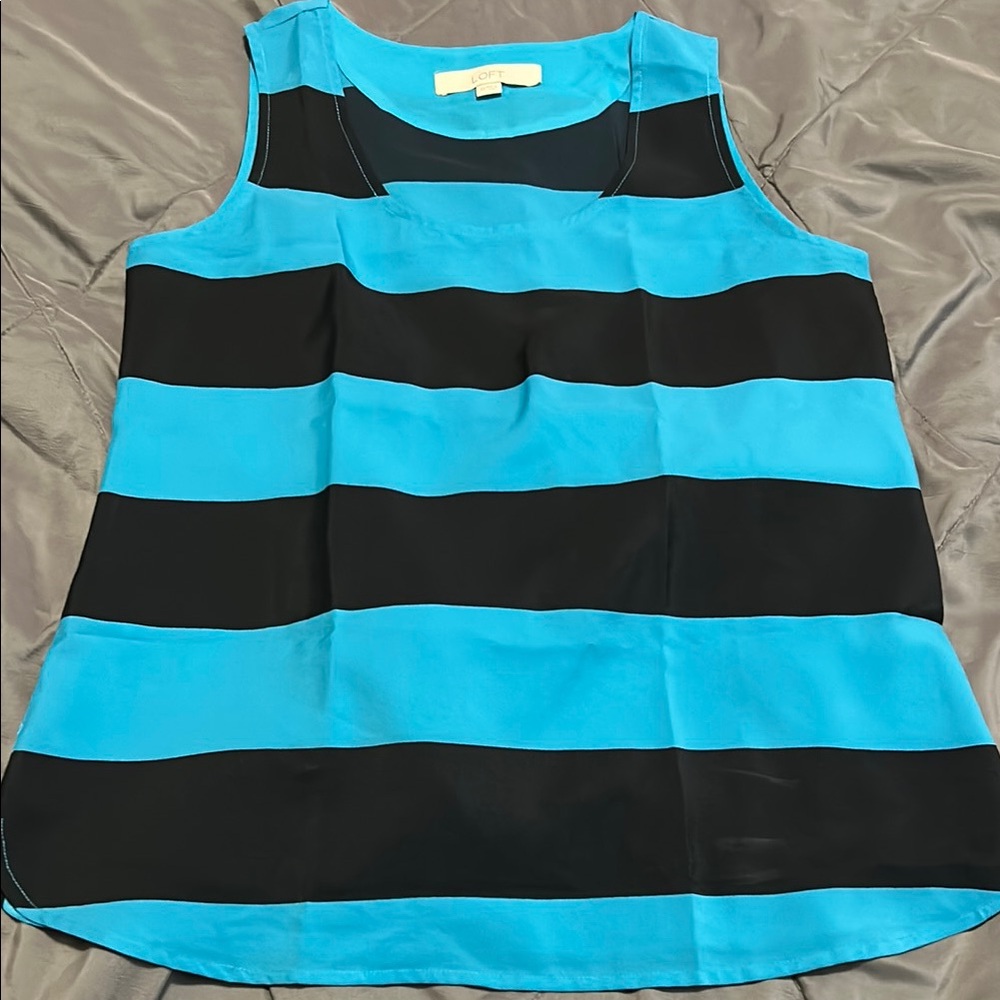 LOFT Blue and Black Sleeveless Tank Top